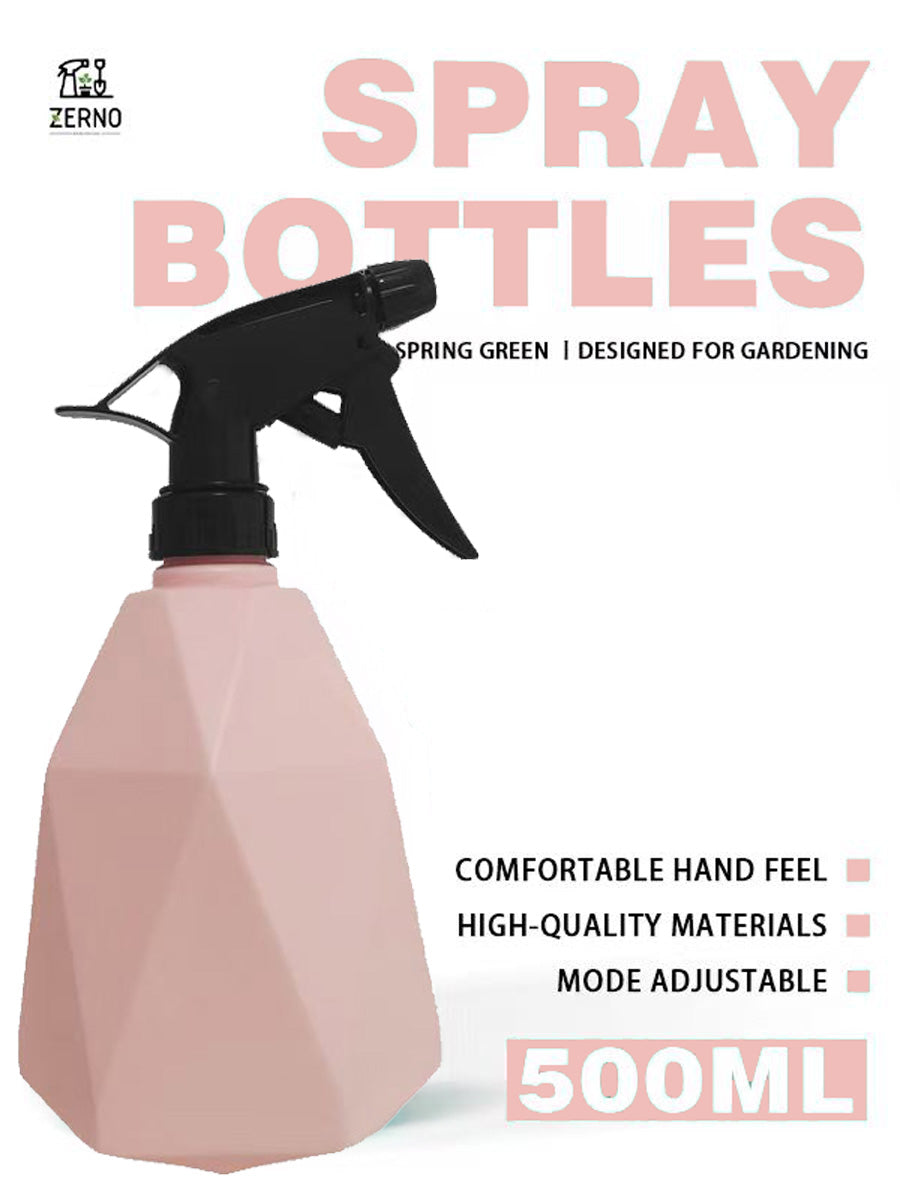 Elegant Diamond Spray Bottle — Coral Pink, 500ml, Adjustable Nozzle