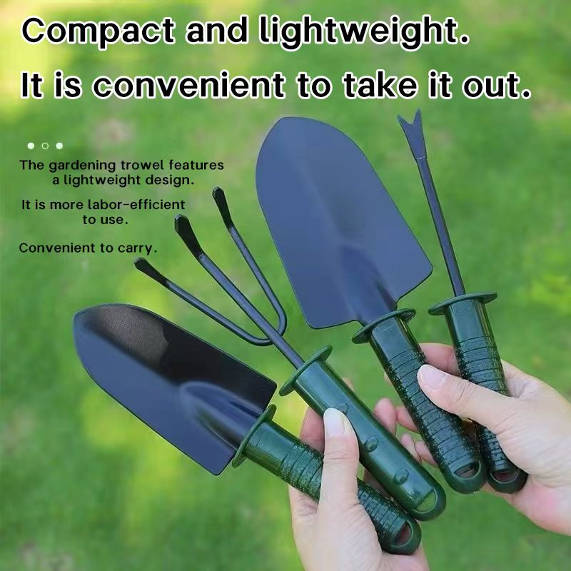 Green Handle Garden Tool Set — 4-Piece Kit, Steel Heads, Anti-Slip PE Handles