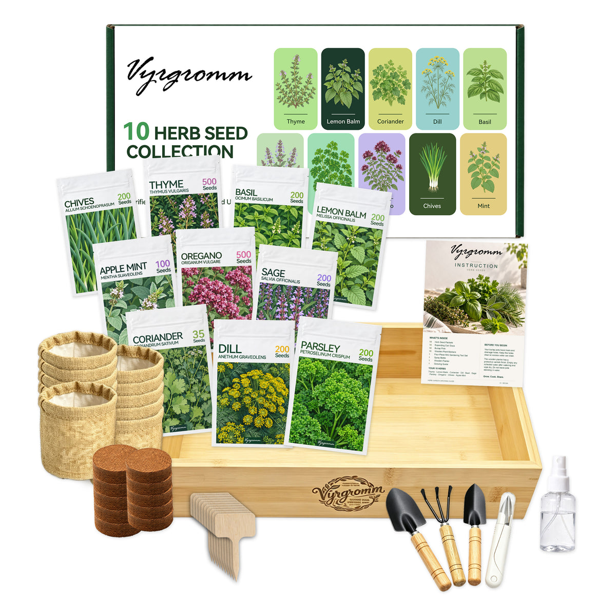 Vyrgromm 10 Culinary Herb Seeds Variety Gift Box — Premium Indoor & Patio Garden Collection
