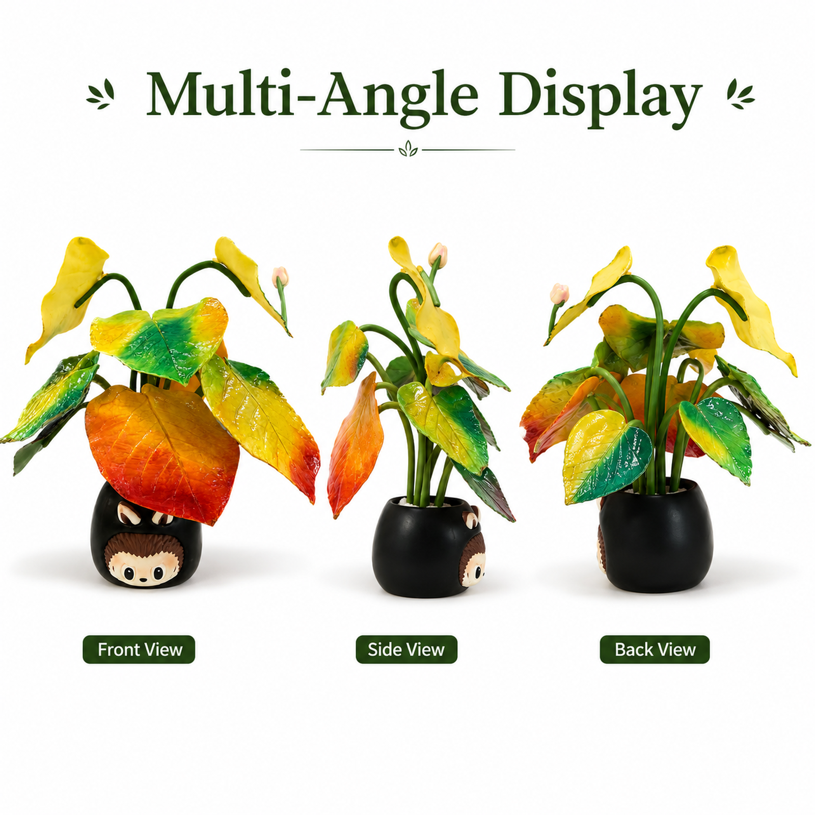 Rainbow Hosta Labubu Resin Clay Plant Decor