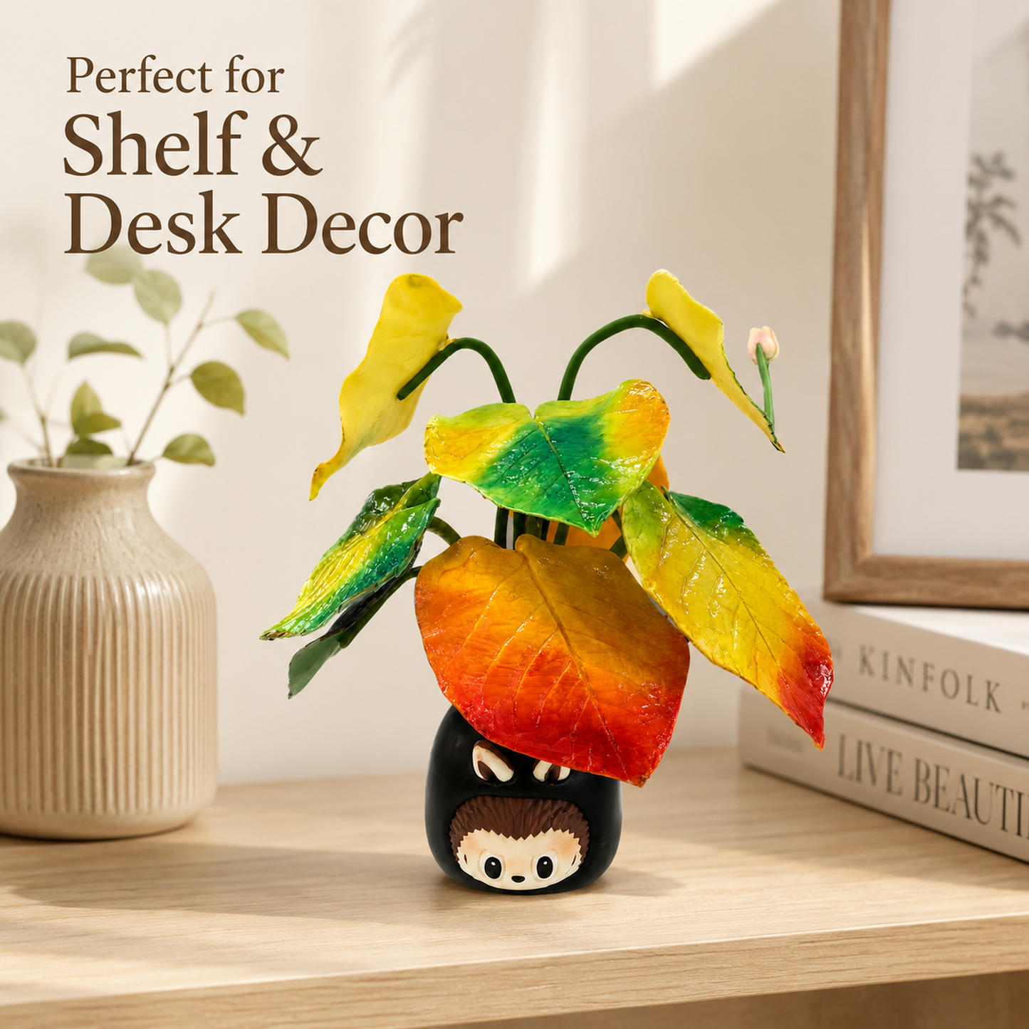 Rainbow Hosta Labubu Resin Clay Plant Decor