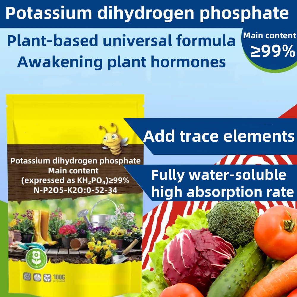 Potassium Dihydrogen Phosphate Fertilizer 100g — ≥99% Pure KH₂PO₄, Bloom Booster