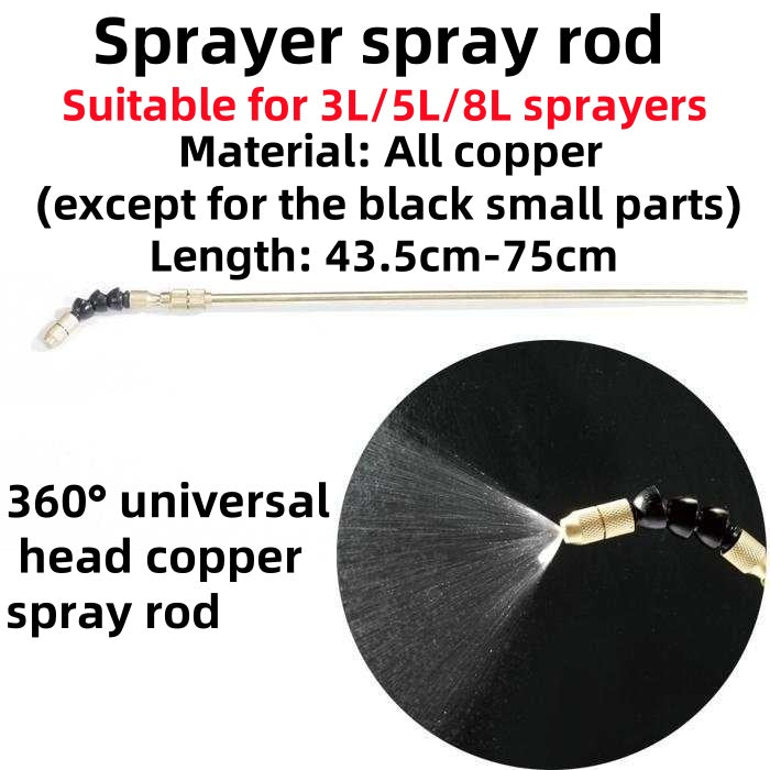 360° All-Direction Copper Telescopic Spray Wand — 43.5–75cm, Universal Fit