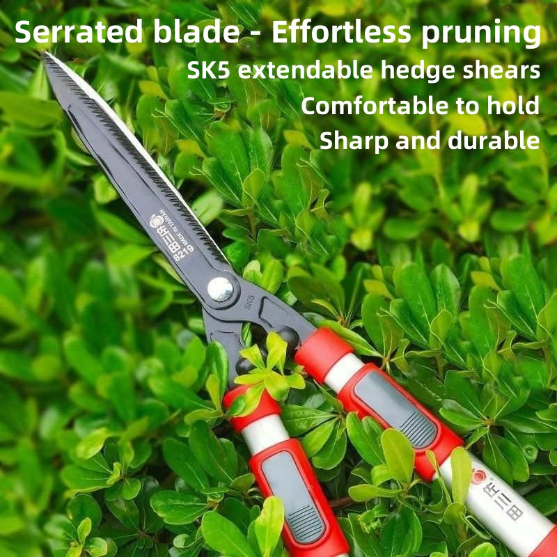 SK5 Extendable Hedge Shears 8219 — Serrated Blade, Telescopic Handle, Professional Pruning