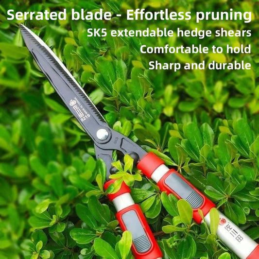 SK5 Extendable Hedge Shears 8219 — Serrated Blade, Telescopic Handle, Professional Pruning