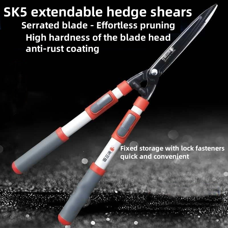 SK5 Extendable Hedge Shears 8219 — Serrated Blade, Telescopic Handle, Professional Pruning