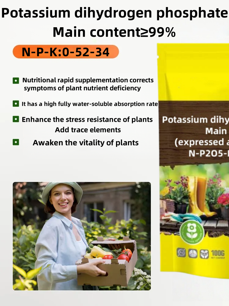 Potassium Dihydrogen Phosphate Fertilizer 100g — ≥99% Pure KH₂PO₄, Bloom Booster