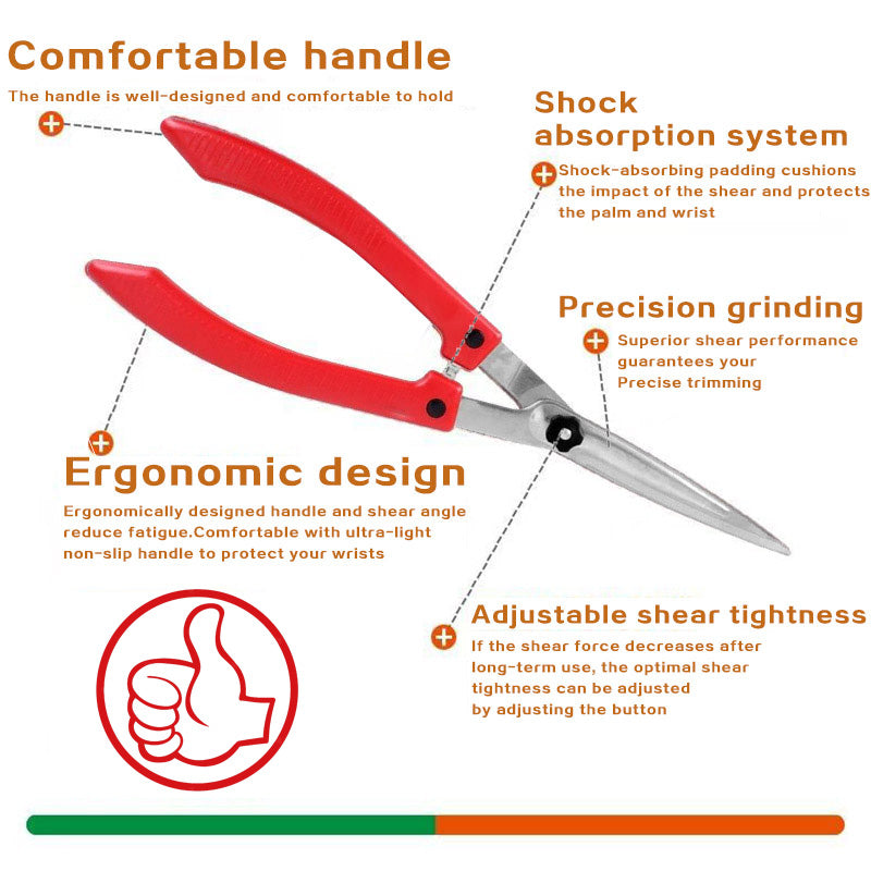 Professional Hedge Shears — Japanese Steel Blades, Shock-Absorbing, K-800