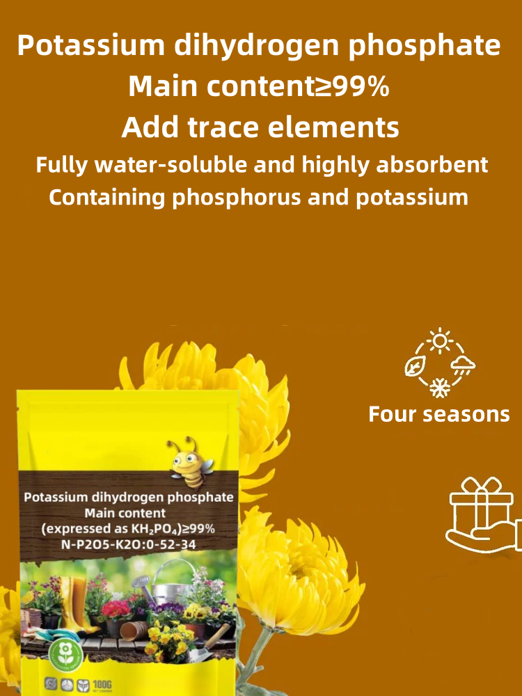 Potassium Dihydrogen Phosphate Fertilizer 100g — ≥99% Pure KH₂PO₄, Bloom Booster