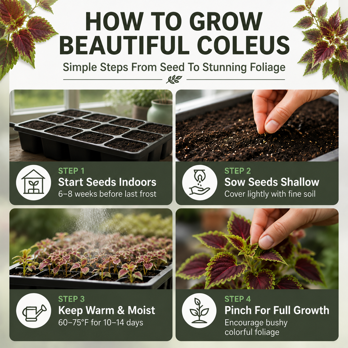 Coleus Seeds – Rainbow Mix | 200 Seeds | Colorful Foliage
