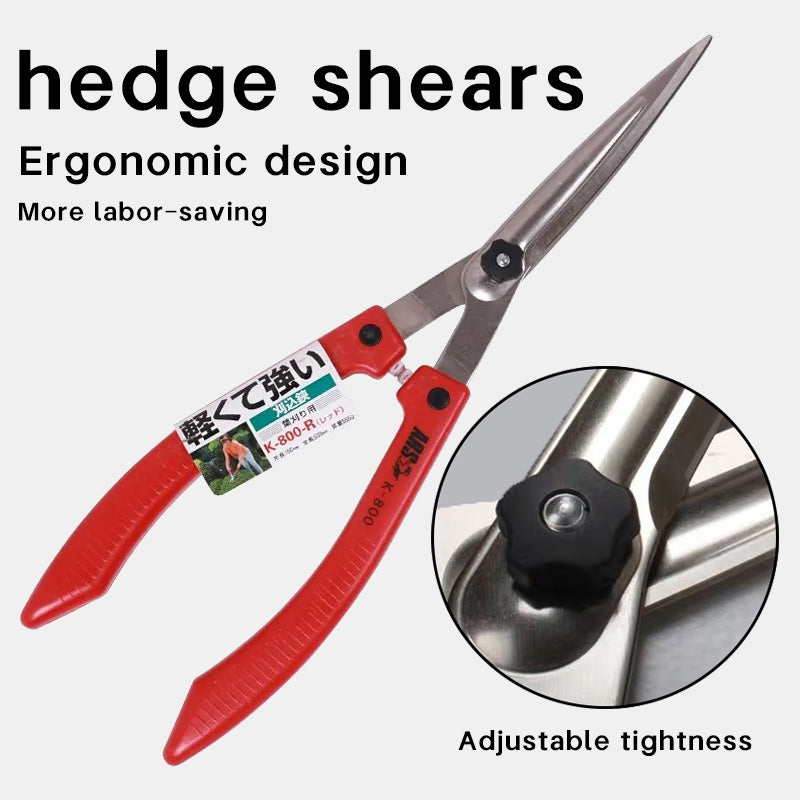 Professional Hedge Shears — Japanese Steel Blades, Shock-Absorbing, K-800