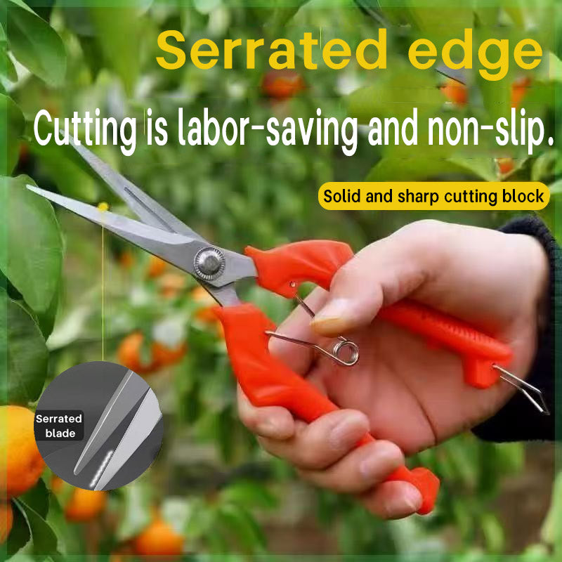 Fruit Picking Scissors 912 — Long Straight Blade, Safety Lock, Harvest Shears