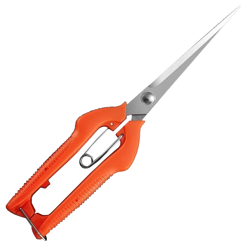 Fruit Picking Scissors 912 — Long Straight Blade, Safety Lock, Harvest Shears