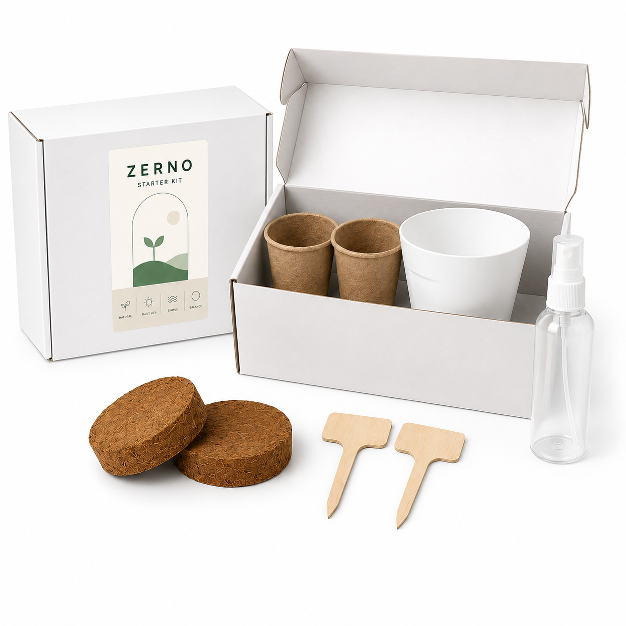 Zerno Seed Starter Kit — Peat Cups & Nursery Pots Bundle