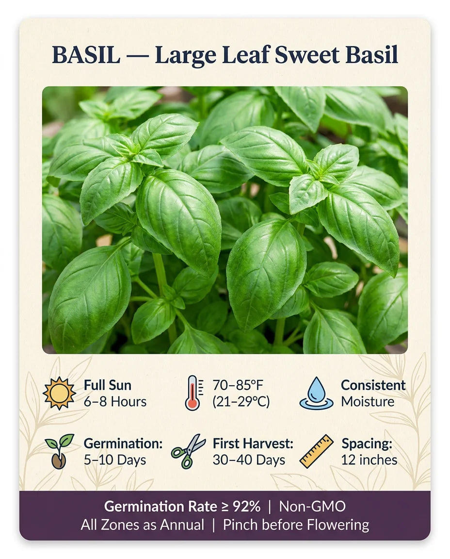 Basil Growing Requirements Infographic