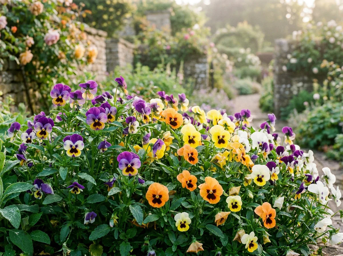 Pansy Flowers in Bloom - Cottage Garden