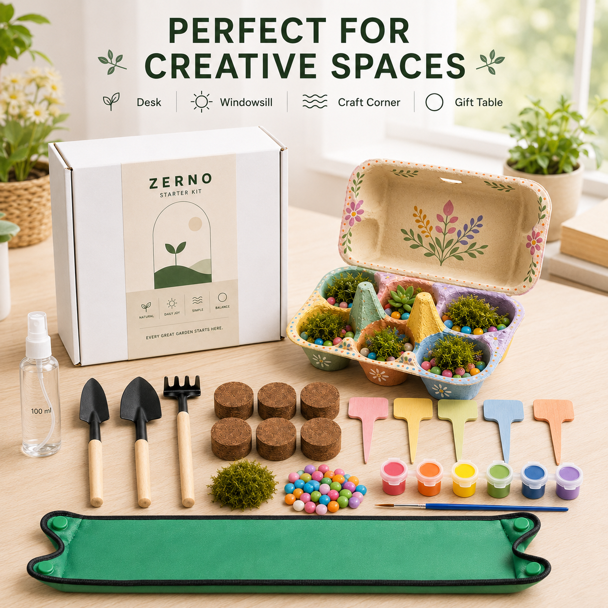 Zerno Painted Egg Tray Seed Starter Kit