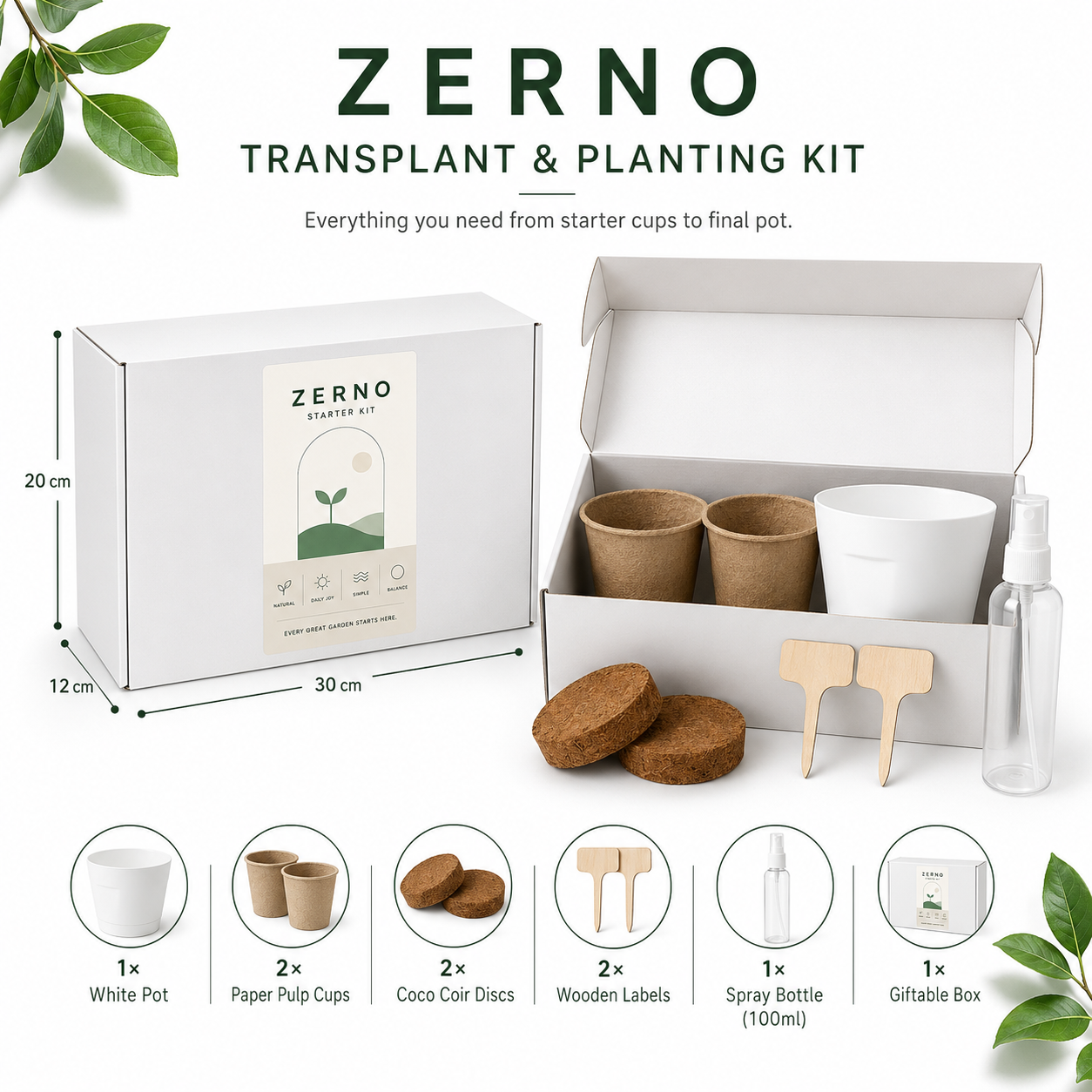 Zerno Seed Starter Kit — Peat Cups & Nursery Pots Bundle