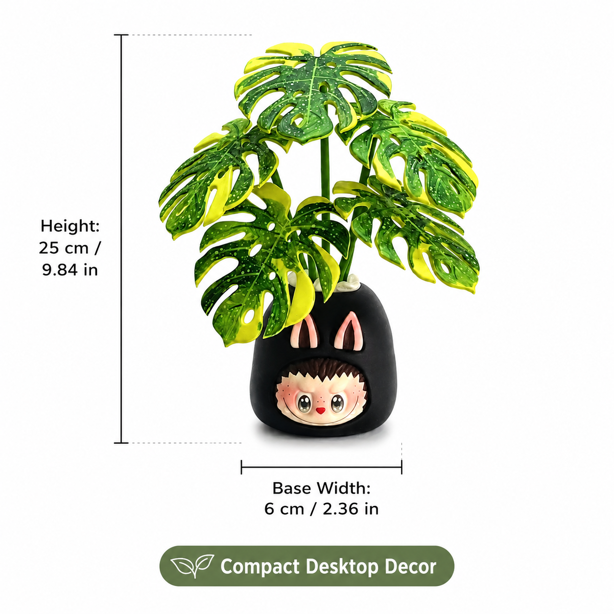 Green Labubu Resin Clay Plant Figurine