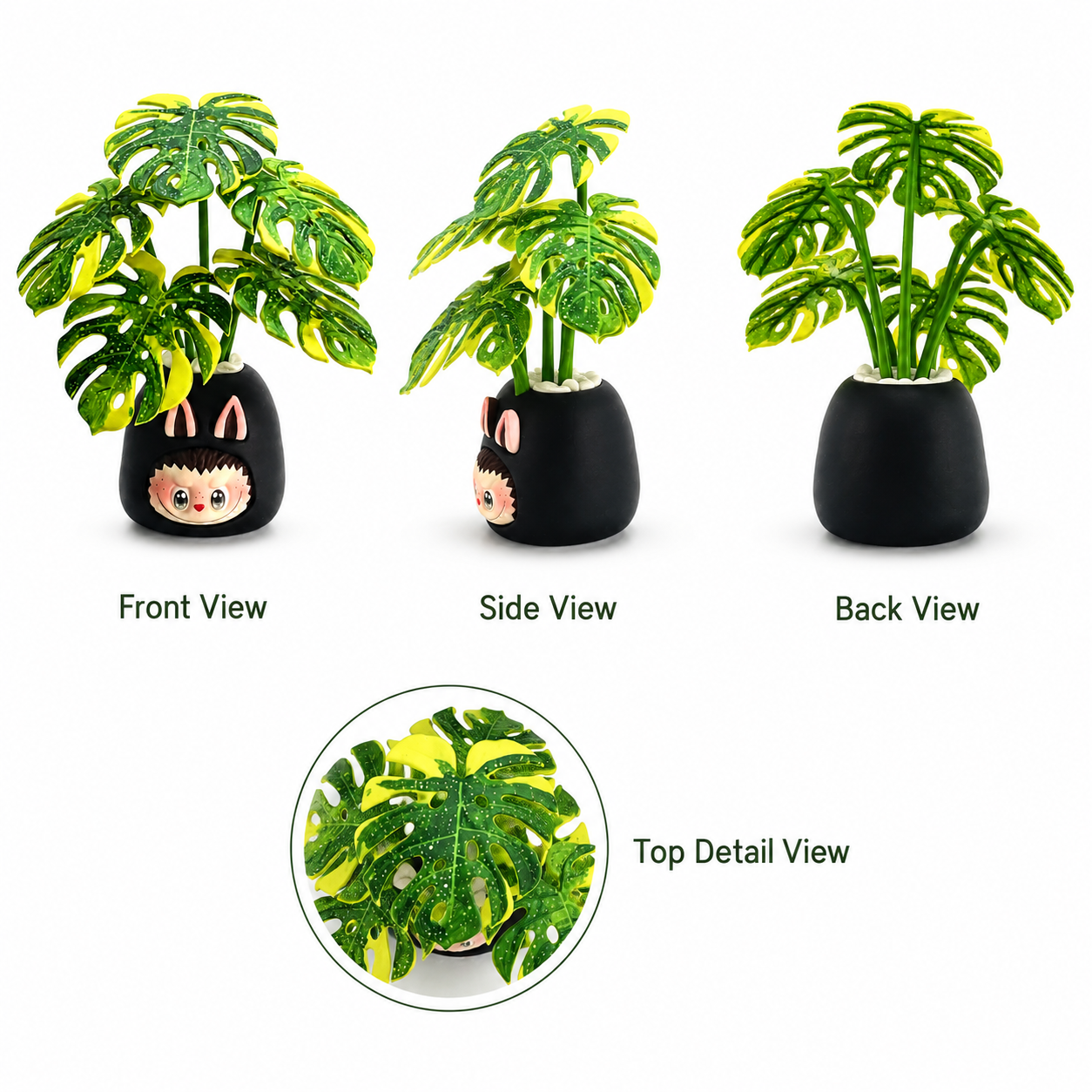 Green Labubu Resin Clay Plant Figurine