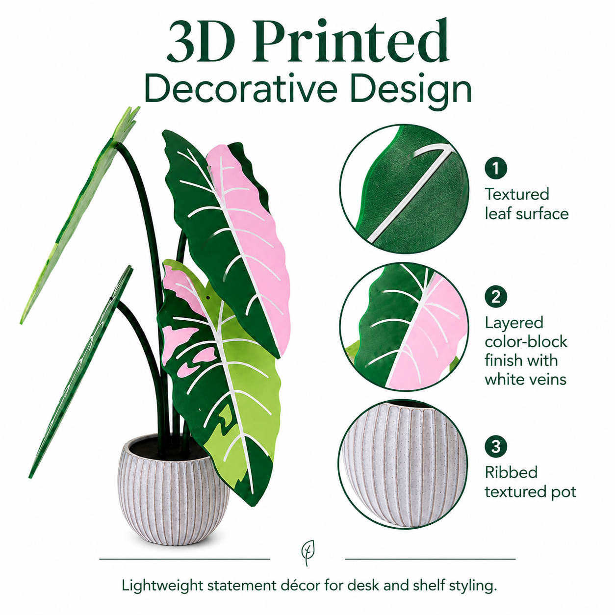 3D Printed Colorful Monstera Plant Decor