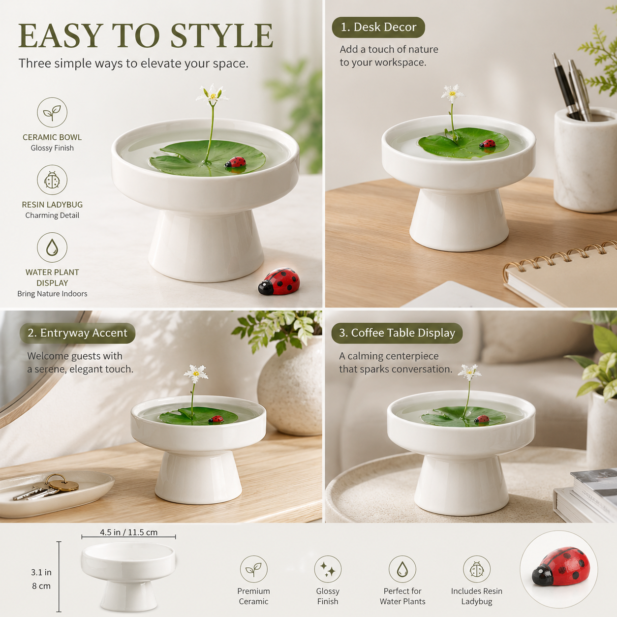 Ceramic Bowl Lotus Mini Pond Planter