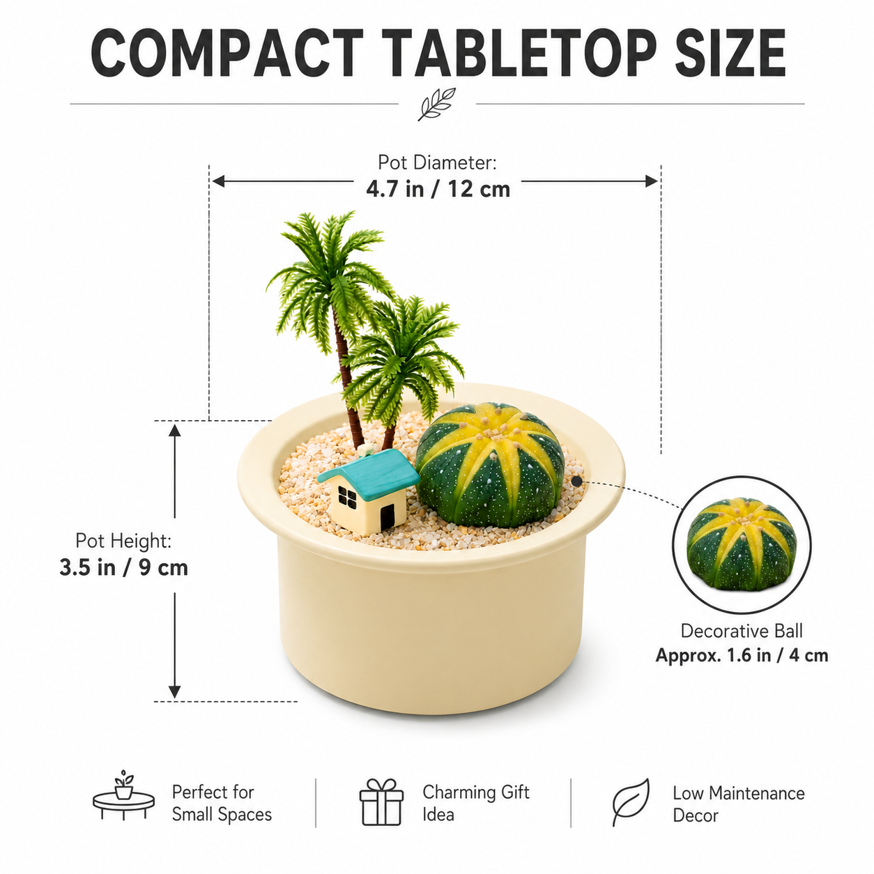 Cactus Landscape Planter with Miniature Scene