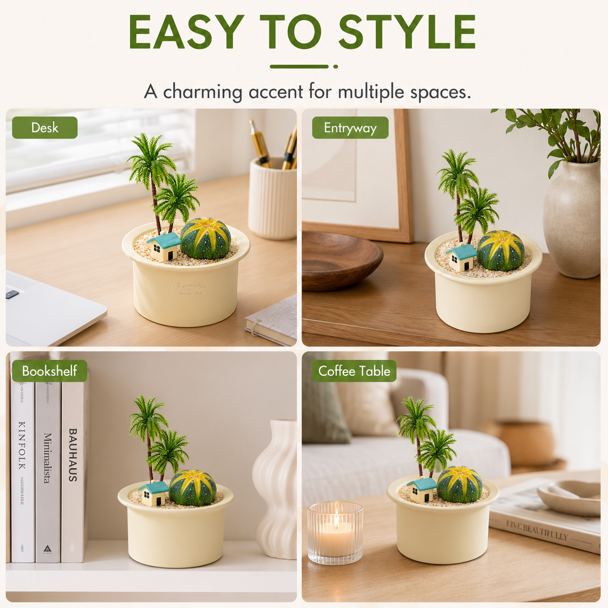 Cactus Landscape Planter with Miniature Scene