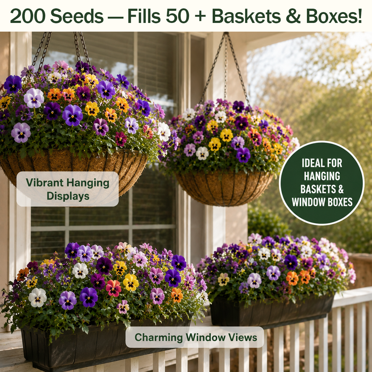 Viola Seeds – Pansy Mix | 200 Seeds | Cool-Season Colorful Flower